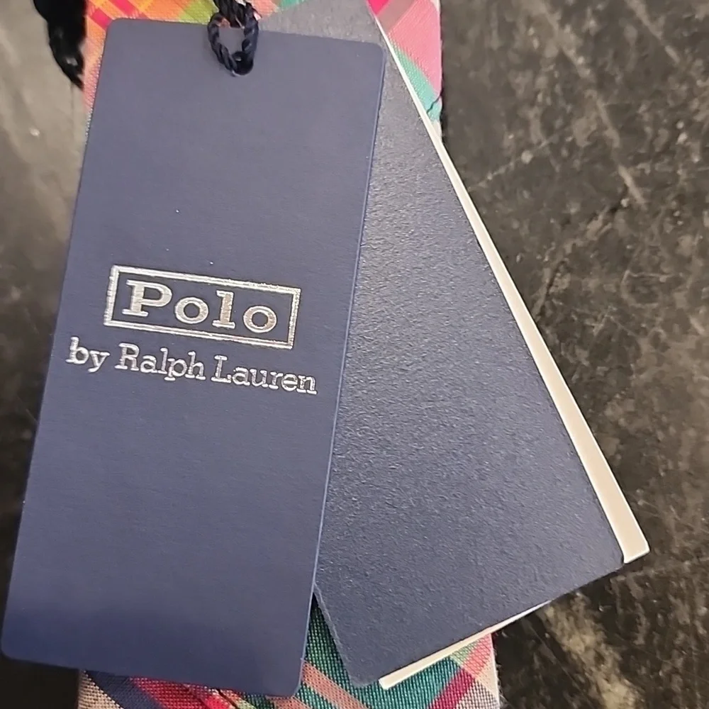 NWT Polo Ralph Lauren Kids Madras Plaid Cotton Tie Made In Italy